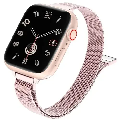 MARGE PLUS Slim Milanese Loop Compatible with Apple Watch Band for women 41mm 41mm 38mm 42mm 46mm 45mm 44mm, Stainless Steel Magnetic Mesh Strap work on iWatch Series 11 10 9 8 7 6 5 4 3 & SE 3 2 1 - MODAZONE