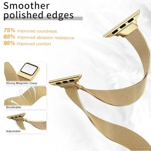 MARGE PLUS Slim Milanese Loop Compatible with Apple Watch Band for women 41mm 40mm 38mm 42mm 46mm 45mm 44mm, Stainless Steel Magnetic Mesh Strap work on iWatch Series 11 10 9 8 7 6 5 4 3 & SE 3 2 1 - 4