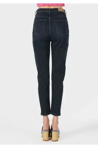 Maria High Waisted Straight Leg Dark Blue Women's Jean Pants - 2