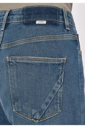 Maria Mom Fit High Waist Slim Leg Blue Women's Pants - 5