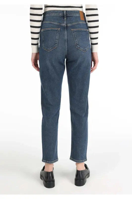 Mom Fit Kadın İndigo Jean Pantolon - KYOTY WASH - 3