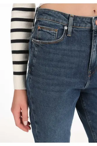 Mom Fit Kadın İndigo Jean Pantolon - KYOTY WASH - 6