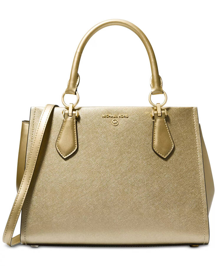 Marilyn Medium Leather Satchel Pale Gold - 7