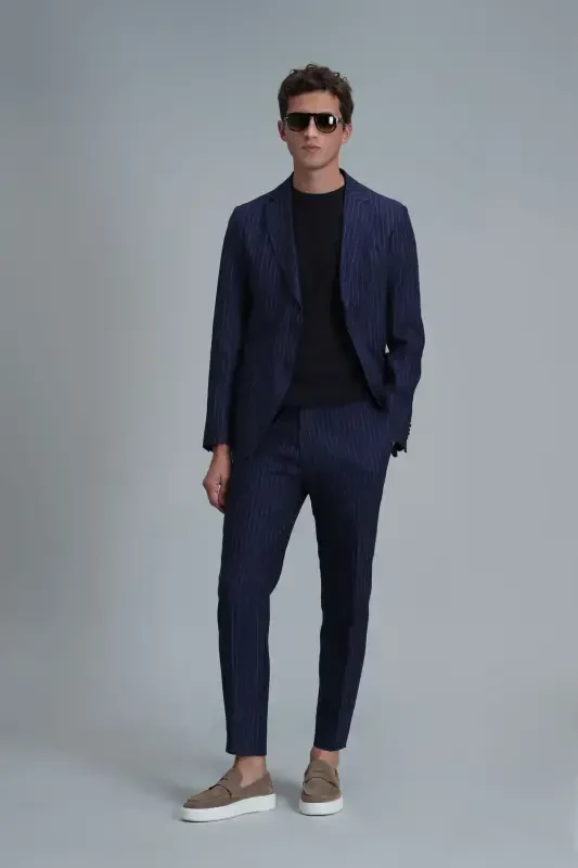 Mario Smart Erkaklar uchun Chino Shimlar Tailored Fit Ko'k - 3