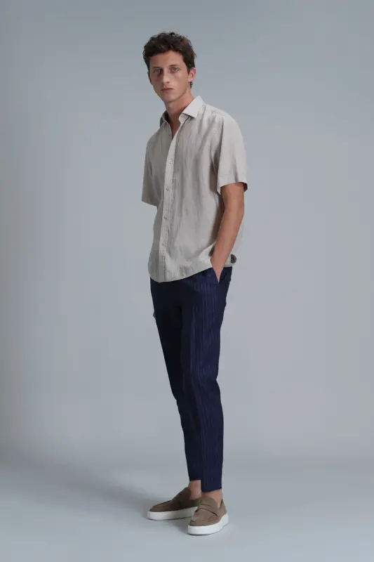 Mario Smart Erkaklar uchun Chino Shimlar Tailored Fit Ko'k - 4