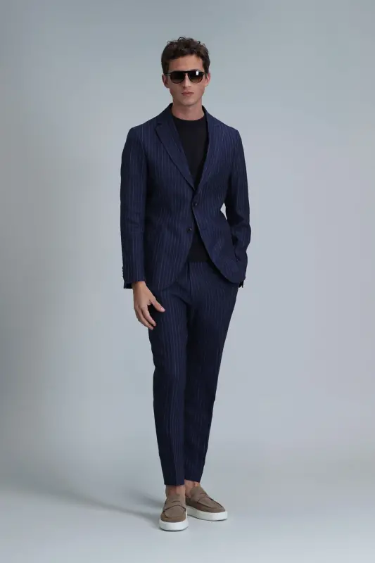 Mario Smart Erkaklar uchun Chino Shimlar Tailored Fit Ko'k - 5