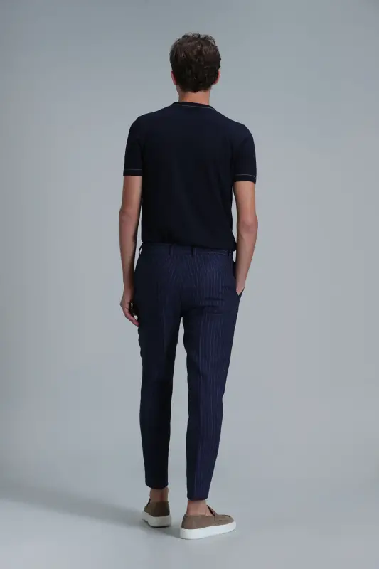 Mario Smart Erkaklar uchun Chino Shimlar Tailored Fit Ko'k - 6