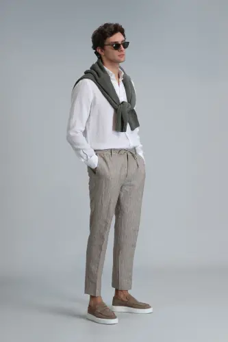 Mario Smart Erkaklar uchun Chino Shimlari Tailored Fit Bej - 5