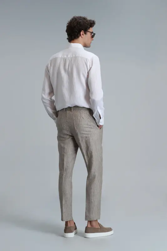 Mario Smart Erkaklar uchun Chino Shimlari Tailored Fit Bej - 6