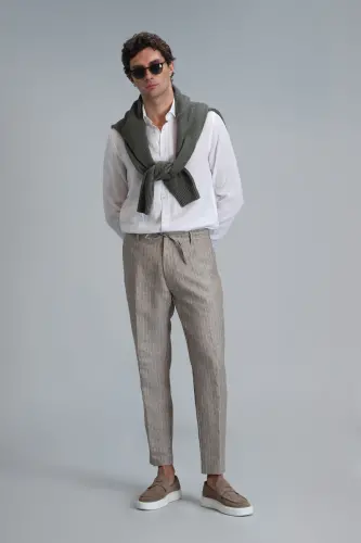 Mario Smart Men's Chino Pants Tailored Fit Beige - 1