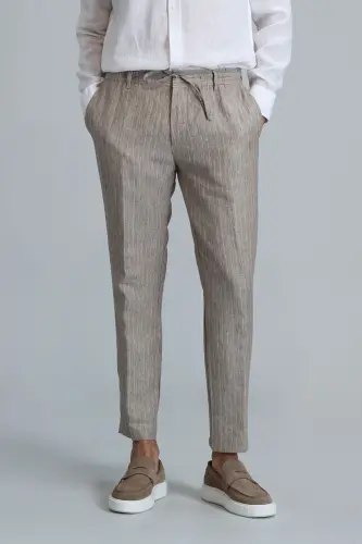 Mario Smart Men's Chino Pants Tailored Fit Beige - LUFIAN (1)