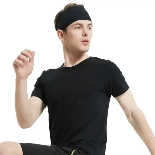 MARKEEP Running Headbands for Men（4 or 6 Pack, Mens Stretchy Headband for Football,Cycling,Basketball,Yoga,Fitness Workout Unisex Quick-Dry Sweatband - 6