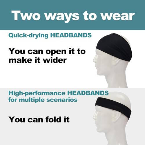 MARKEEP Running Headbands for Men (4 or 6 Pack, Mens Stretchy Headband for Football,Cycling,Basketball,Yoga,Fitness Workout Unisex Quick-Dry Sweatband - 6