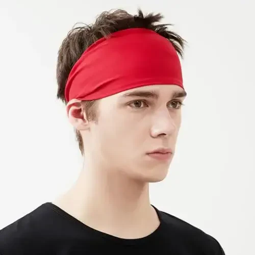 MARKEEP Running Headbands for Men (4 or 6 Pack, Mens Stretchy Headband for Football,Cycling,Basketball,Yoga,Fitness Workout Unisex Quick-Dry Sweatband - 7