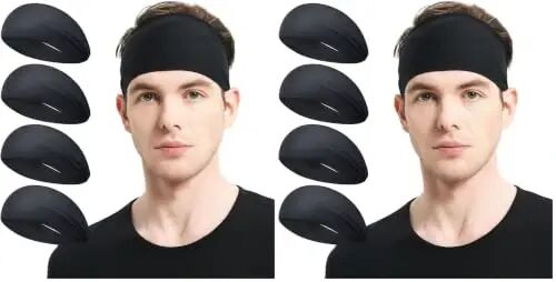 MARKEEP Running Headbands for Men (4 or 6 Pack), Mens Stretchy Headband for Football,Cycling,Basketball,Yoga,Fitness Workout Unisex Quick-Dry Sweatband - MARKEEP