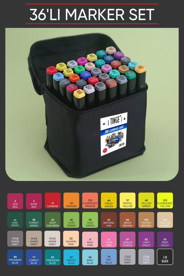 Marker Pen - 36 Assorted Color Set with Bag Gift - 1