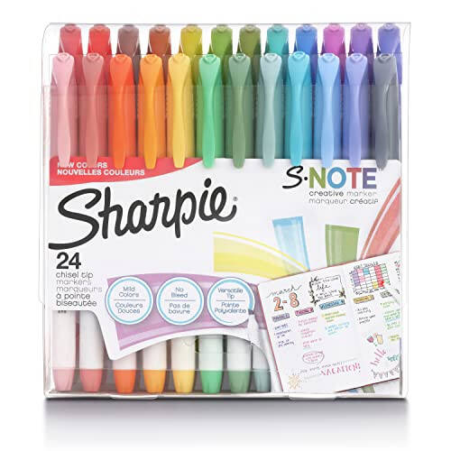 Маркеры SHARPIE S-Note Creative, пастельные маркеры для выделения, художественные маркеры, смешанные цвета, скошенное перо, 24 штуки - 1