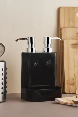 Marlon Lecce 2-piece Sponge Holder Kitchen Liquid Soap Dispenser-BLACK - PEROTTI (1)