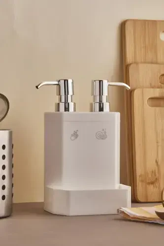 Marlon Lecce White 2-секционный диспенсер для жидкого мыла для кухни с губкой - PEROTTI (1)