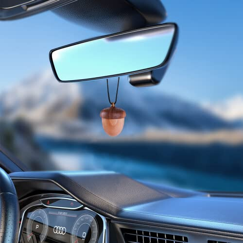 Maromalife Essential Oil Car Diffuser, Wooden Acorn Decor Cute Car Diffuser Air Freshener, Hanging Aromatherapy Diffuser Perfume Car Decoration, Gift for Women/Men, Christmas, Birthday - 2