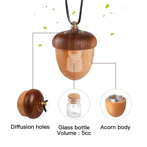 Maromalife Essential Oil Car Diffuser, Wooden Acorn Decor Cute Car Diffuser Air Freshener, Hanging Aromatherapy Diffuser Perfume Car Decoration, Gift for Women/Men, Christmas, Birthday - 3