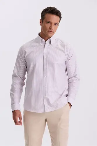 Maroon 100% Cotton Button Down Collar Comfort Fit Shirt 