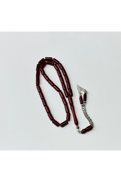 Maroon Faceted Cut Amber Rosary - HAN TICARETHANE