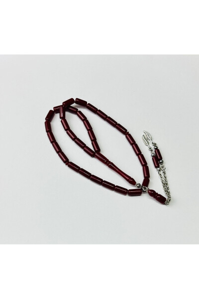 Maroon Faceted Cut Amber Rosary - HAN TICARETHANE (1)