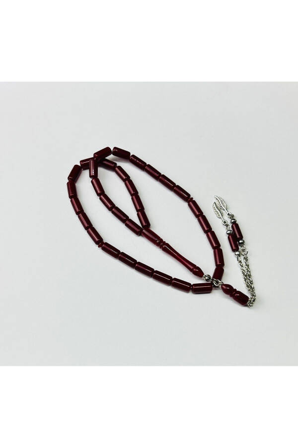 Maroon Faceted Cut Amber Rosary - 2