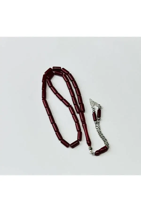 Maroon Faceted Cut Amber Rosary - 1