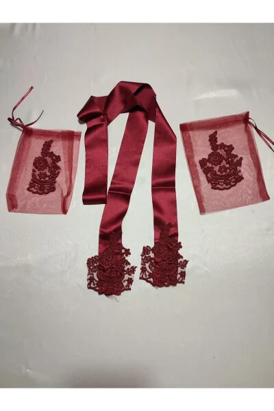 Burgundy Lace Bride and Tuğra Groom Henna Cover Hand - 80