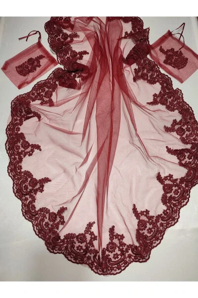 Burgundy Lace Bride and Tuğra Groom Henna Cover Hand - 70