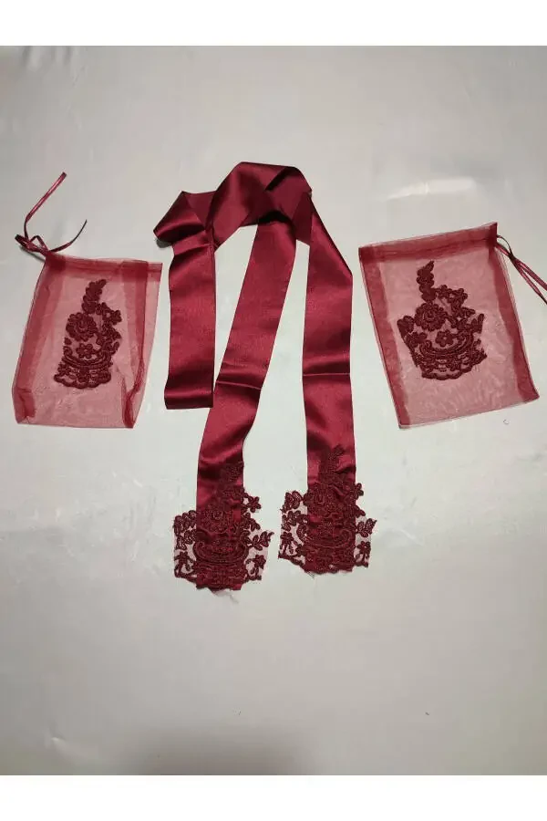 Burgundy Lace Bride and Tuğra Groom Henna Cover Hand - 48