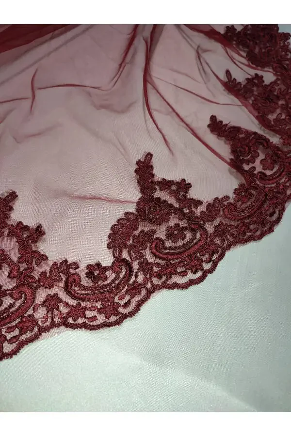 Burgundy Lace Bride and Tuğra Groom Henna Cover Hand - 4