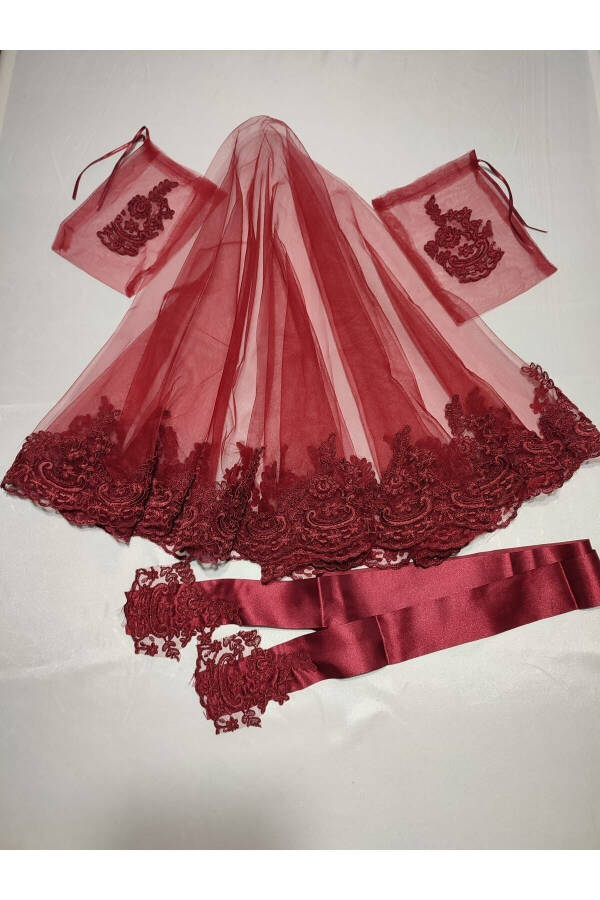 Burgundy Lace Bride and Tuğra Groom Henna Cover Hand - 66