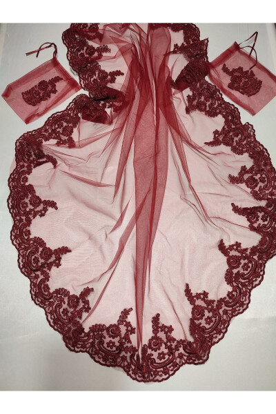 Burgundy Lace Bride and Tuğra Groom Henna Cover Hand - 46