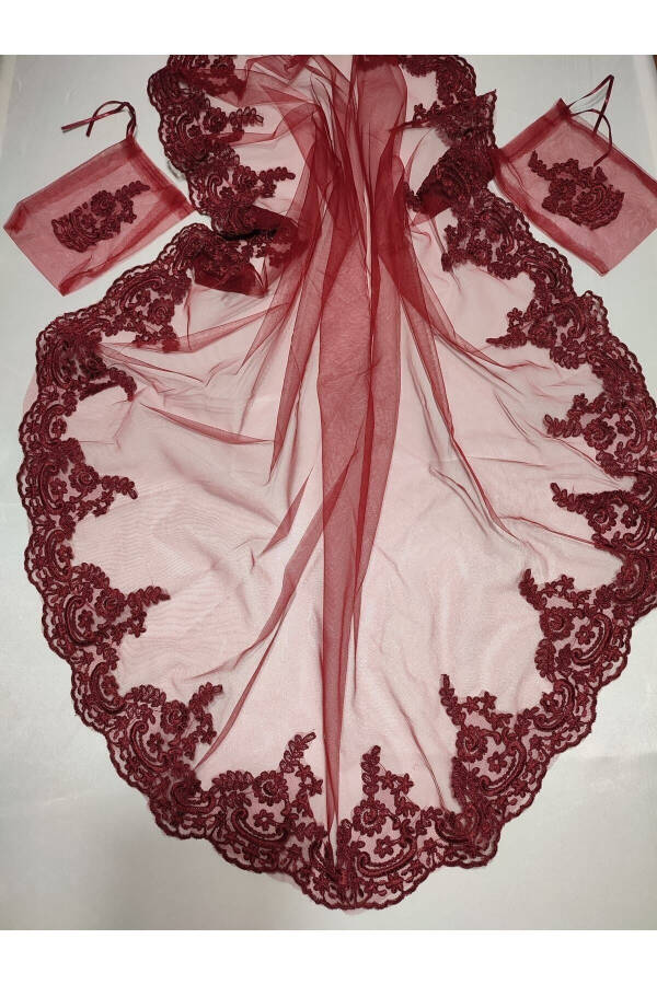 Burgundy Lace Bride and Tuğra Groom Henna Cover Hand - 22