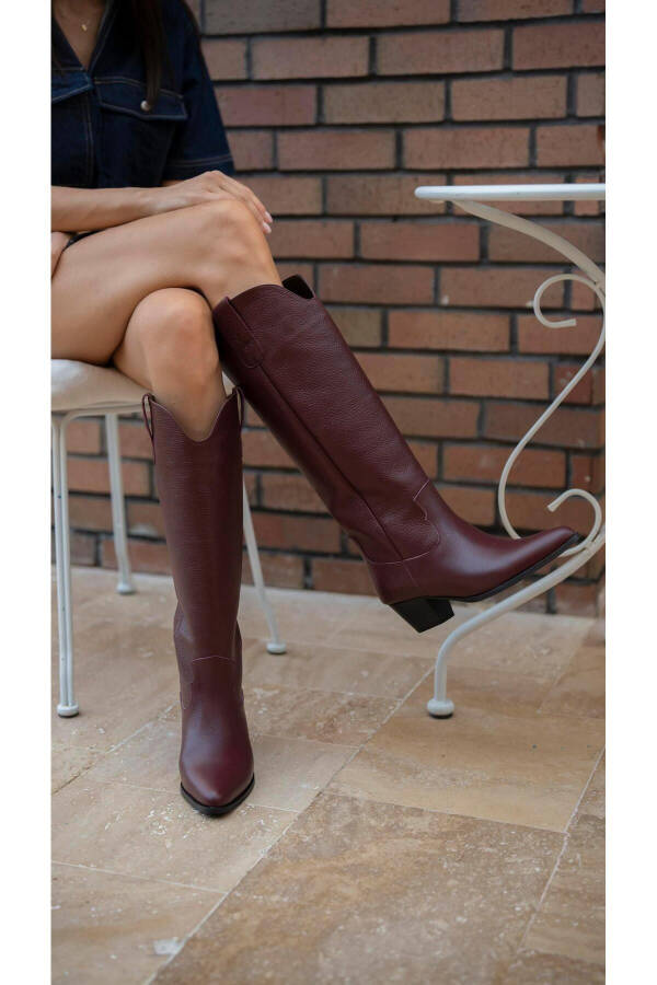 Marry burgundy leather boots - 1