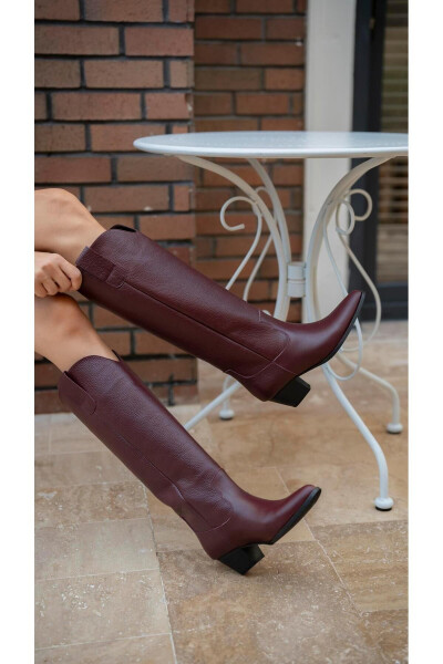 Marry burgundy leather boots - 4