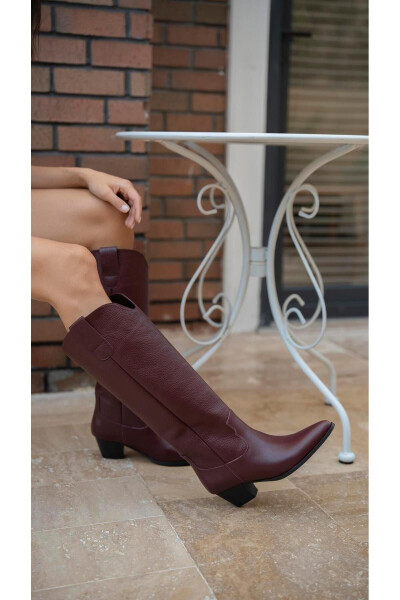 Marry burgundy leather boots - 5