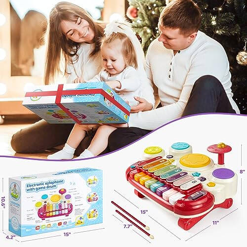 Marstone Baby Toys for 1 Year Old Birthday Gift, 5 in 1 Musical Toys for Toddler 1-2 with Piano, Xylophone, Whack a Mole, Drum Set, Sound and Music - 6