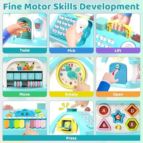 Marstone Baby Toys for 1 Year Old Boy and Girl Gifts: Toddler Toys Age 1-2, 8-in-1 Educational House with Sound Lights Music Clock Telephone and Car, Birthday Gift for Boy 12-18 Months - MARSTONE (1)