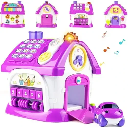 Marstone Toddler Toys 1 yoshli qizlar uchun sovg'alar: 8 tasi 1da Ko'p funktsiyali o'quvchi bolalar musiqiy uyi 1 2 3 yoshli qiz va o'g'il bolalar uchun tug'ilgan kun sovg'alari, 6-12, 12-18 oylik o'quvchi bolalar o'yinchoqlari - 4