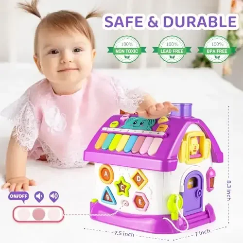 Marstone Toddler Toys 1 yoshli qizlar uchun sovg'alar: 8 tasi 1da Ko'p funktsiyali o'quvchi bolalar musiqiy uyi 1 2 3 yoshli qiz va o'g'il bolalar uchun tug'ilgan kun sovg'alari, 6-12, 12-18 oylik o'quvchi bolalar o'yinchoqlari - 5
