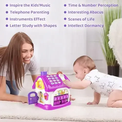 Marstone Toddler Toys 1 yoshli qizlar uchun sovg'alar: 8 tasi 1da Ko'p funktsiyali o'quvchi bolalar musiqiy uyi 1 2 3 yoshli qiz va o'g'il bolalar uchun tug'ilgan kun sovg'alari, 6-12, 12-18 oylik o'quvchi bolalar o'yinchoqlari - 6