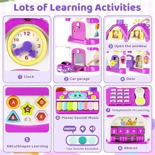 Marstone Toddler Toys for 1 Year Old Girl Gifts: 8 in 1 Multi-Functional Learning Baby Musical House for 1 2 3 Yr Old Girl and Boy Birthday Gifts, Educational Baby Toys 6-12, 12-18 Months 