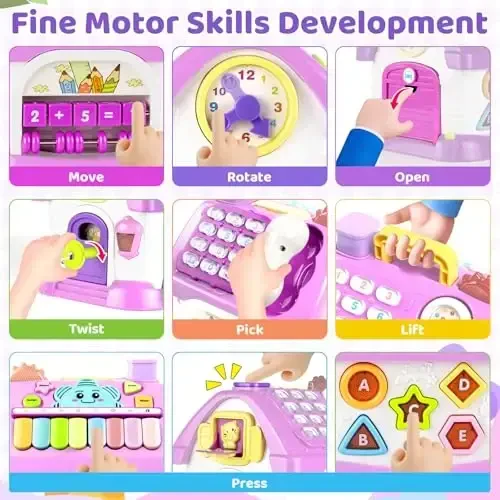 Marstone Toddler Toys for 1 Year Old Girl Gifts: 8 in 1 Multi-Functional Learning Baby Musical House for 1 2 3 Yr Old Girl and Boy Birthday Gifts, Educational Baby Toys 6-12, 12-18 Months - MARSTONE (1)