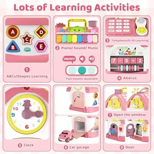 Marstone Toys for 1+ Year Old Girl Gifts, First birthday Gifts for Girls, 8-in-1 Montessori Toddler Toys House with Learning and Playing, Christmas and Birthday Gifts for kids Aged 1-2 - 4