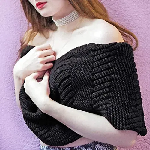 Marte&Joven Thick Warm Women Infinity Scarf White Fashion Knit Winter Circle Loop Scarves - 3