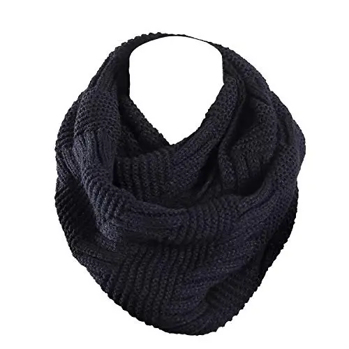Marte&Joven Thick Warm Women Infinity Scarf White Fashion Knit Winter Circle Loop Scarves 